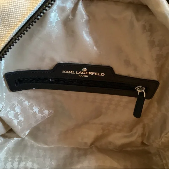 Karl Lagerfeld Cream and Black Tote Bag “ ELEGANCE IS AN ATTITUDE” NWOT - Picture 8 of 14